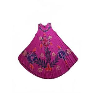 Sleeveless Floral Print Maxi Dress in Magenta